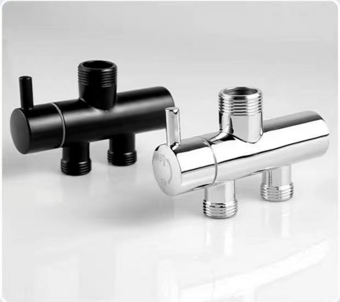 2 In 1 Shower Combination Dual Hose Rain Metal Head - Black/Chrome