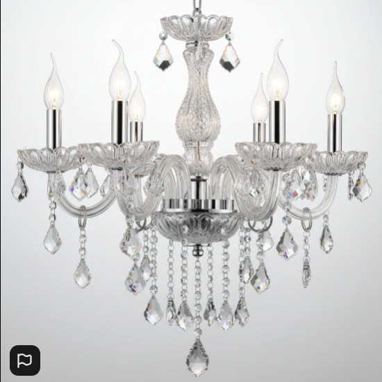 Clear Chandelier Living Room Crystal Ceiling Lamp LED 6 lights