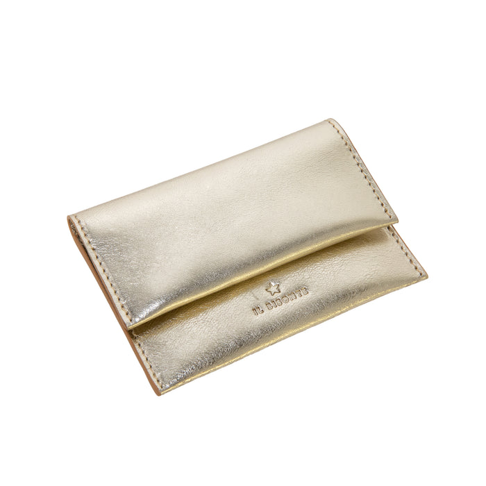 Cowhide Card Case - Metallic platinum