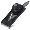 A De Buyer Kobra Slicer with a black handle and a stainless steel blade, featuring an in-handle thumb wheel for adjusting slicing thickness.