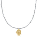 Enewton 15" choker bright silver faceted hematite 2mm bead - inspire small gold charm N15BRSILFHEM2INSSMG