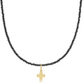 Enewton 15" choker faceted hematite 2mm bead - signature cross gold charm N15FHEM2SCG