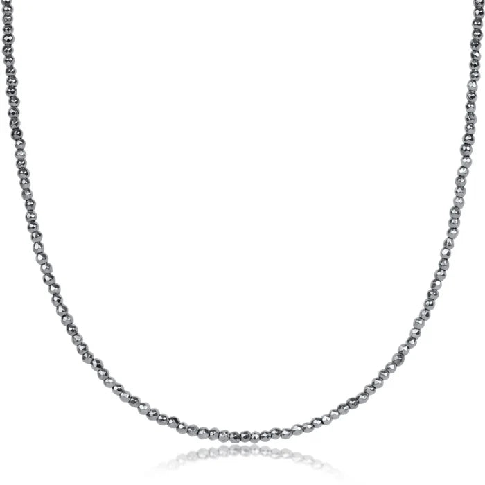 Enewton 15" choker silver faceted hematite 2mm bead N15SILFHEM2