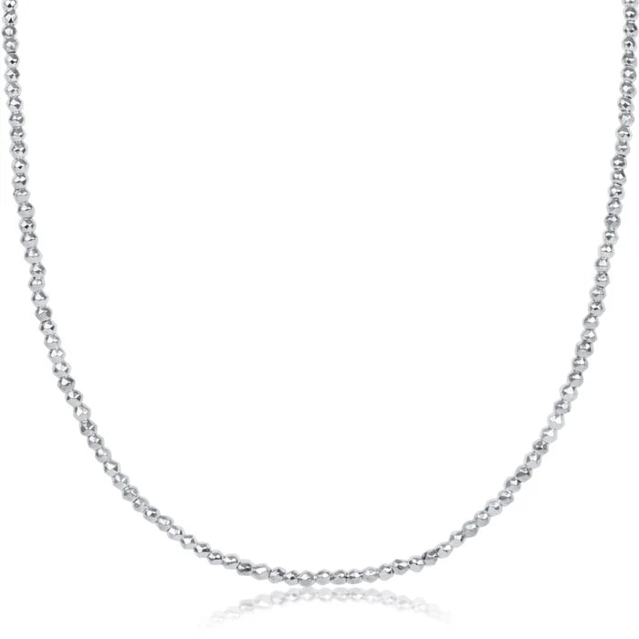 Enewton 17" choker bright silver faceted hematite 2mm bead N17BRSILFHEM2