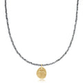 Enewton 17" choker silver faceted hematite 2mm bead - inspire small gold charm N17SILFHEM2INSSMG