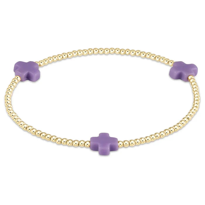 Enewton signature cross gold pattern 2mm bead bracelet purple BSCGP2PU