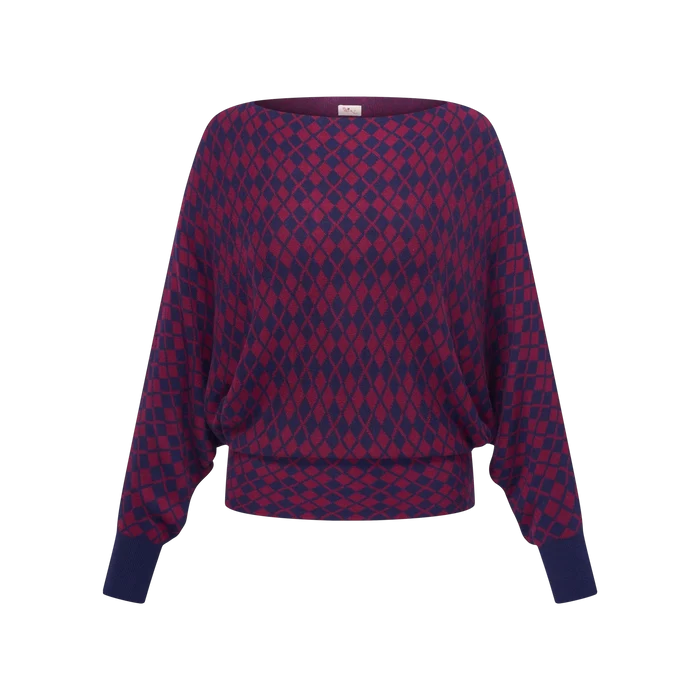 HEART GERUITE SWEATERTOP GARDA, BORDEAUX/ BLUE