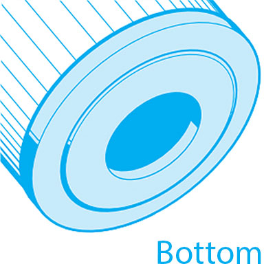 Bottom view of ProAqua Filter For Unicel C-6375 pool cartridges showing 2-3/8" open hole with molded gasket.