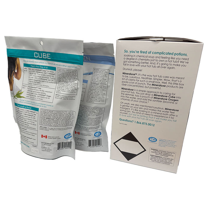 Mineraluxe Cube & Oxygen back labels