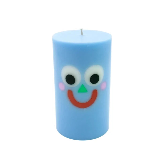 Moodz - Happy Pillar Face Candle - Blue