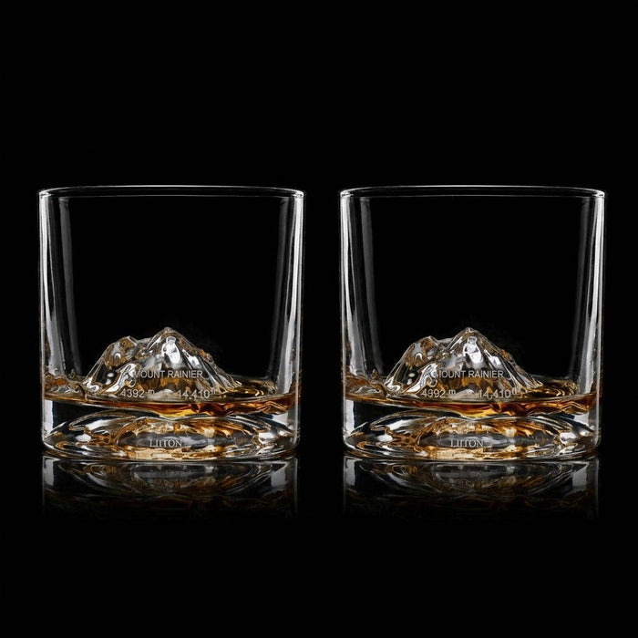 Mount Rainier Crystal Whiskey Glass — Set of 2 - Pine & Moss