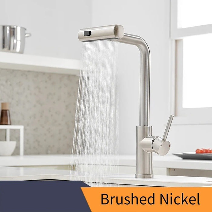 Nickel 304 Stainless Steel Pull-out Kitchen Faucet Waterfall Hot And Cold Mixed