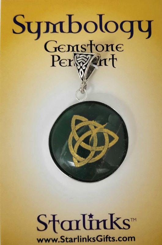 Pendant, Green Jade w-Triquetr