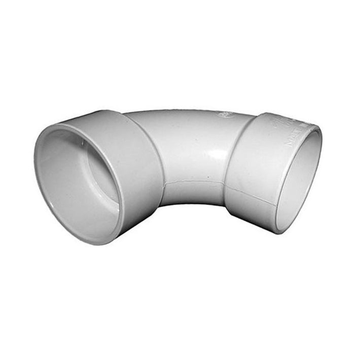 White PVC Sweep Elbow - 2" Slip x 2" Slip