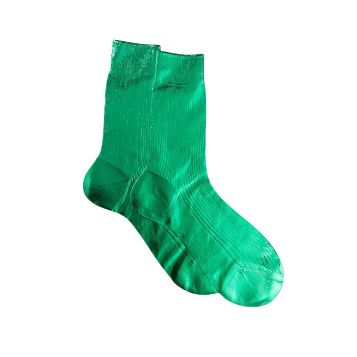 Ribbed Laminated Sock - Emerald