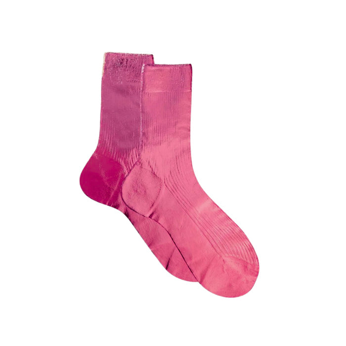 Ribbed Laminated Socks - Fuchsia