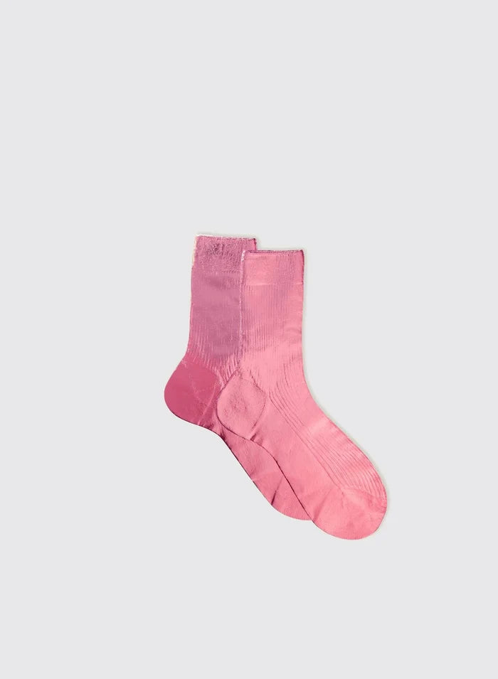 Ribbed Laminated Socks - Fuchsia