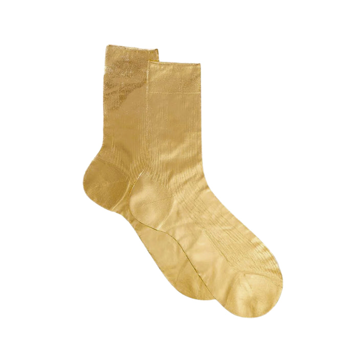 Ribbed Laminated Socks - Gold
