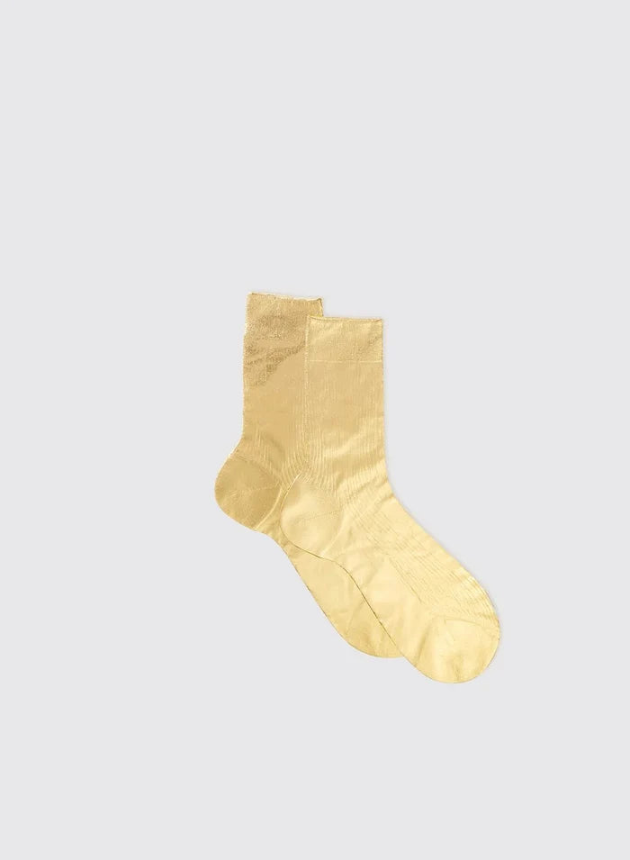 Ribbed Laminated Socks - Gold