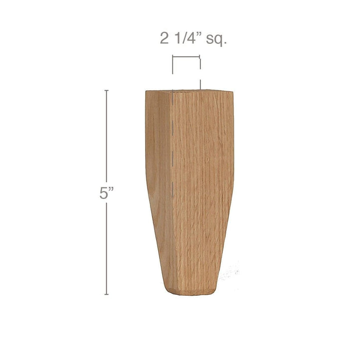 Shaker Tall Tapered Square Bun Foot, 2 1/4"sq. x 5"h Carved Bun feet White River Hardwoods