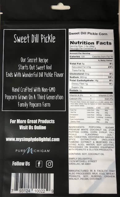 Sweet Dill Pickle Popcorn 8 oz - Pine & Moss