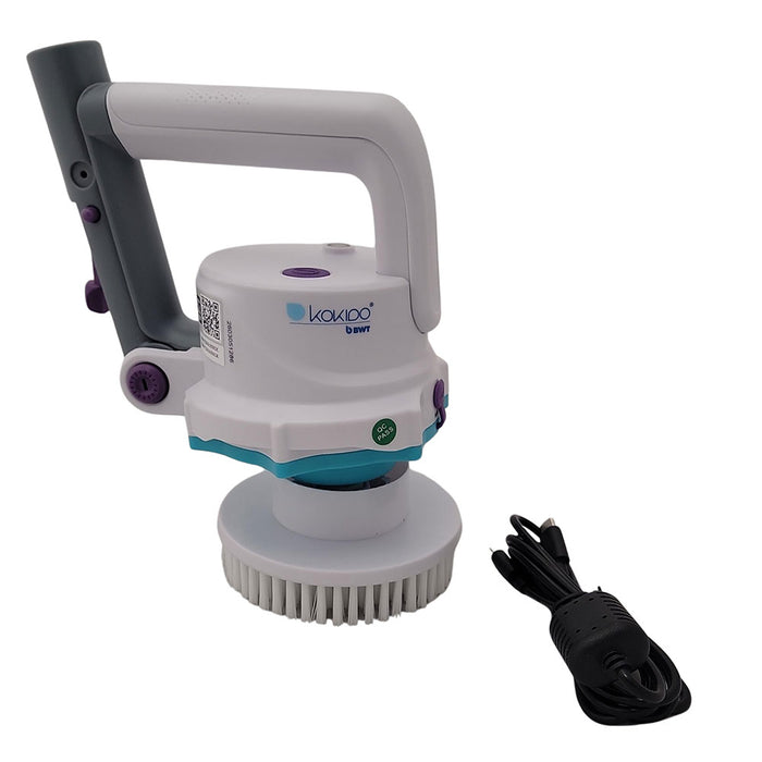 Telsa Scrubby Pool Scrubber by Kokido with rotating brush and power cord for spa and above-ground pool cleaning.