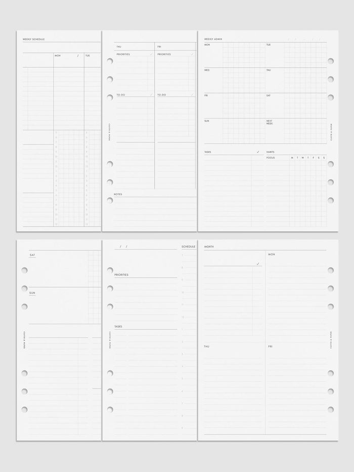 Digital mockup of several inserts in A5.