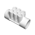 Waterway Manifold 2" S x  2" S (6) 1/2" S Ports - White plastic manifold with six slip ports and two slip ends.