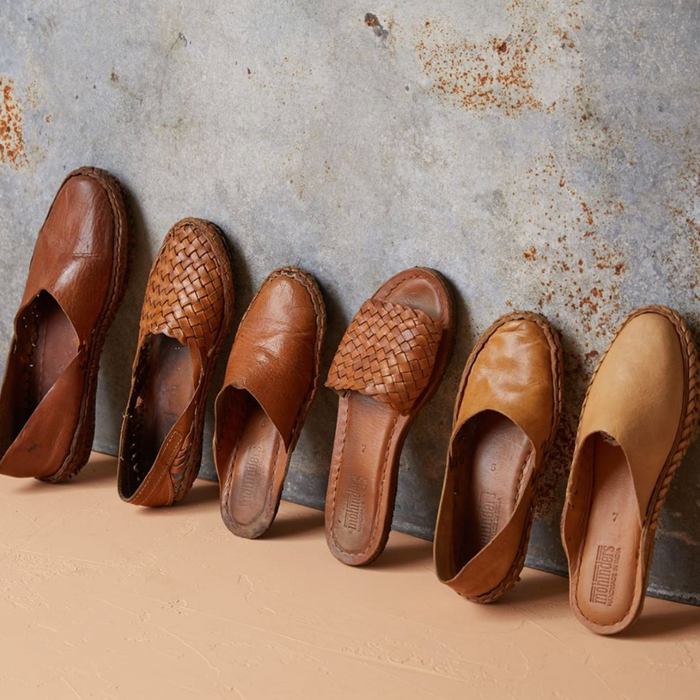 Mohinders Shoes | Woven Leather Sandals | Summer Slides | Golden Rule Gallery | Accessories | Shoes | Excelsior, MN